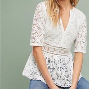 Anthropologie Mae Peplum Top by Blue Tassel